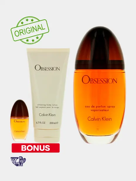 Calvin Klein Obsession Women Set (EDP 100ml + EDP 15ml + Silkening Body Lotion 200ml) Ayollar uchun atir to‘plami